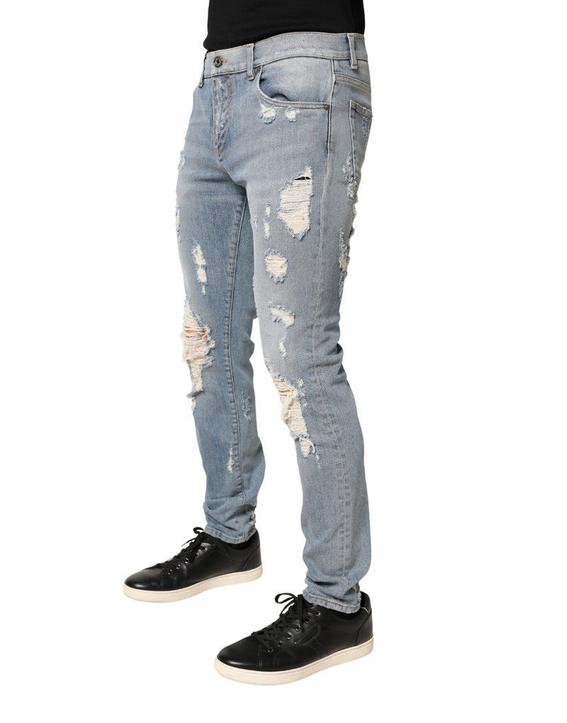 Vaqueros pitillo Dolce & Gabbana para hombre en azul claro con efecto desgastado
