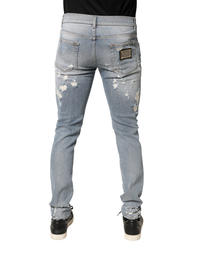Vaqueros pitillo Dolce & Gabbana para hombre en azul claro con efecto desgastado