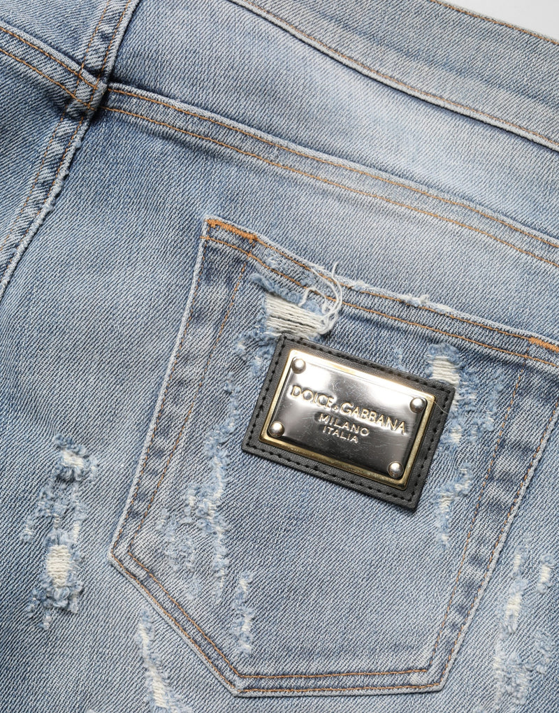 Vaqueros pitillo Dolce & Gabbana para hombre en azul claro con efecto desgastado