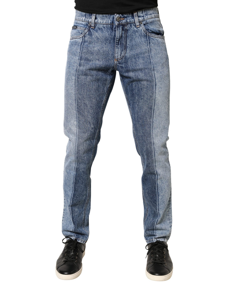 Dolce & Gabbana Jeans regular da uomo in cotone blu bicolore