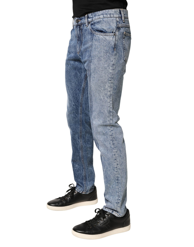 Dolce & Gabbana Jeans regular da uomo in cotone blu bicolore