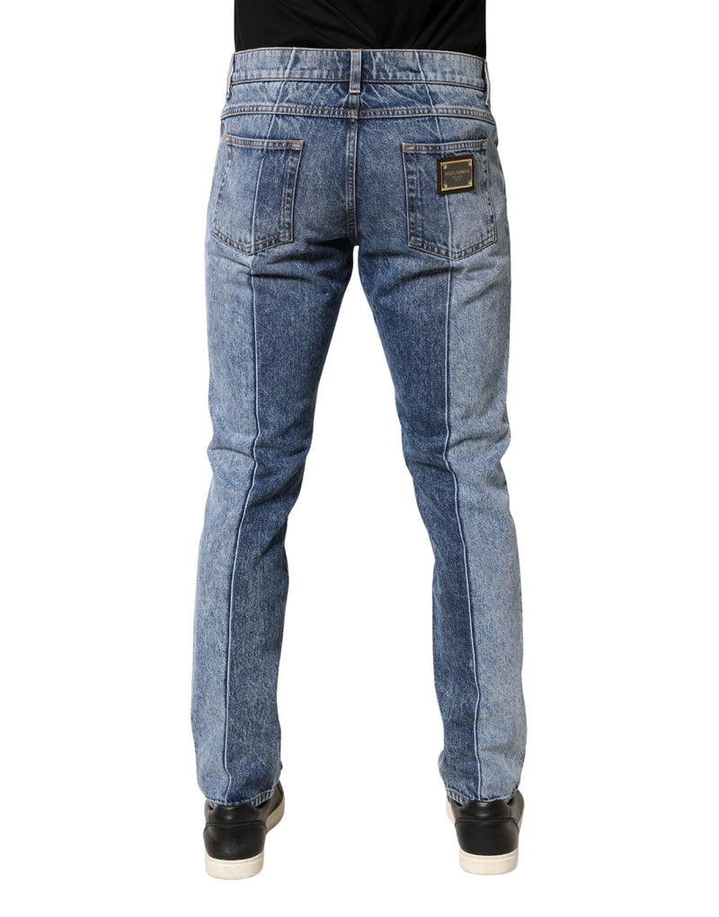 Dolce & Gabbana Jeans regular da uomo in cotone blu bicolore