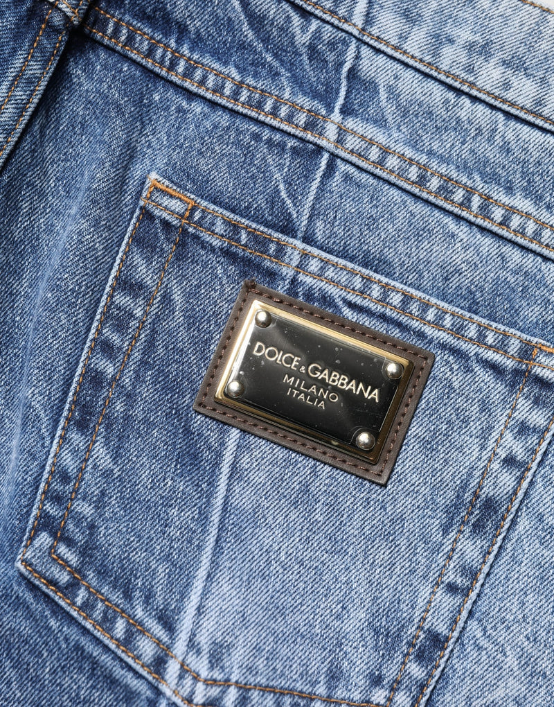 Dolce & Gabbana Jeans regular da uomo in cotone blu bicolore