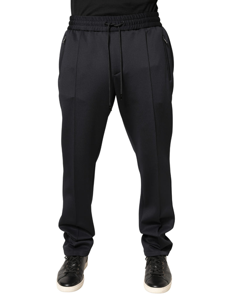 Calça jogger skinny preta de poliéster Dolce & Gabbana