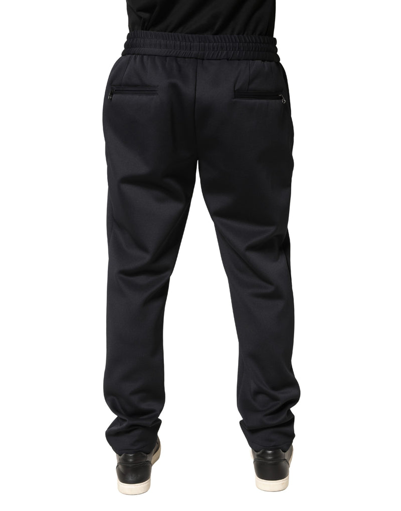 Calça jogger skinny preta de poliéster Dolce & Gabbana