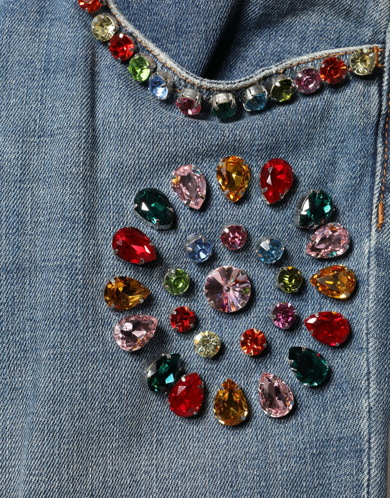 Dolce & Gabbana Blue Embellished Loose Cotton Men Denim Jeans