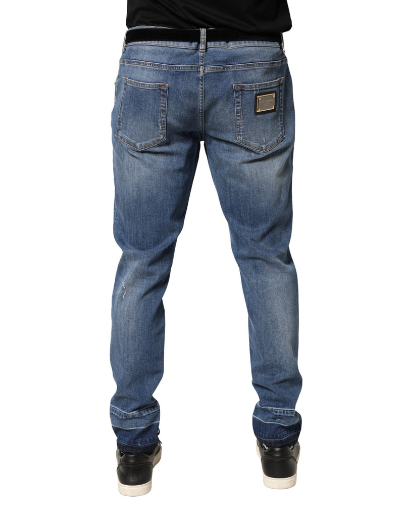 Vaqueros pitillo Dolce & Gabbana azules de algodón desgastados