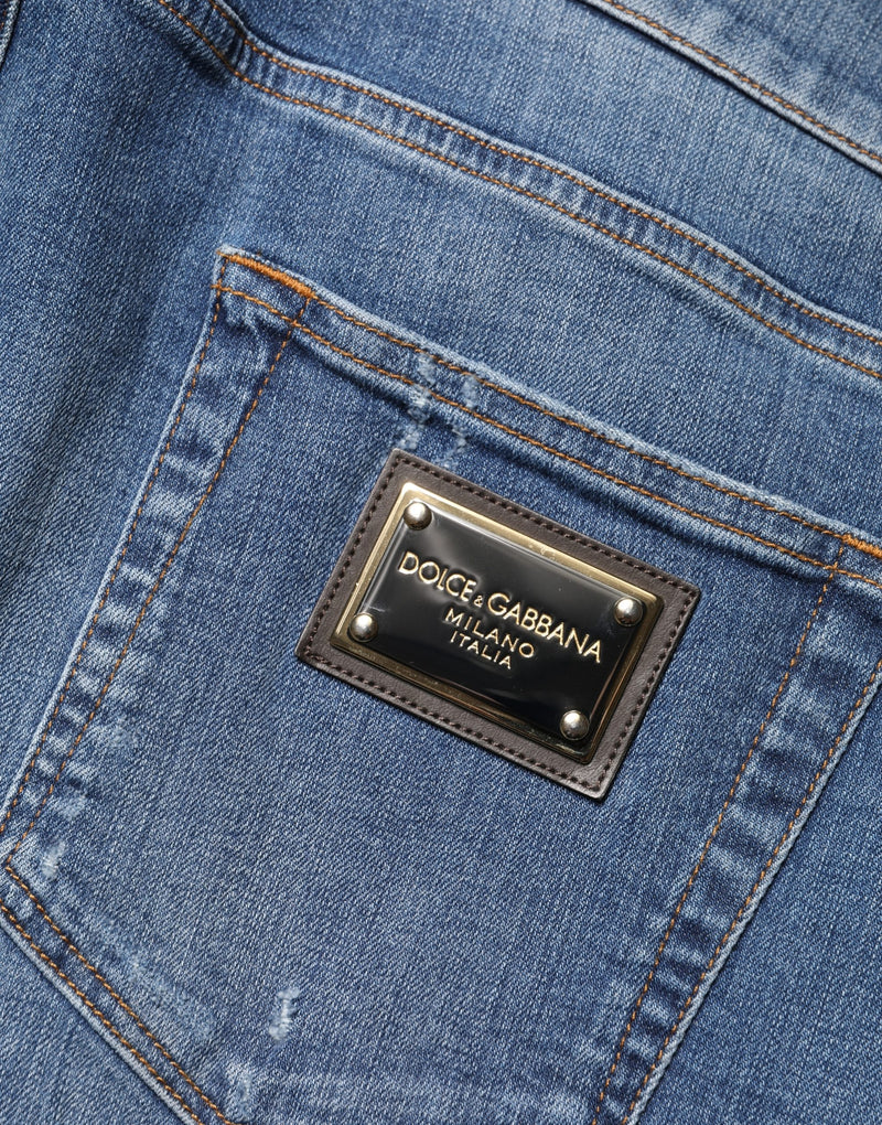 Vaqueros pitillo Dolce & Gabbana azules de algodón desgastados