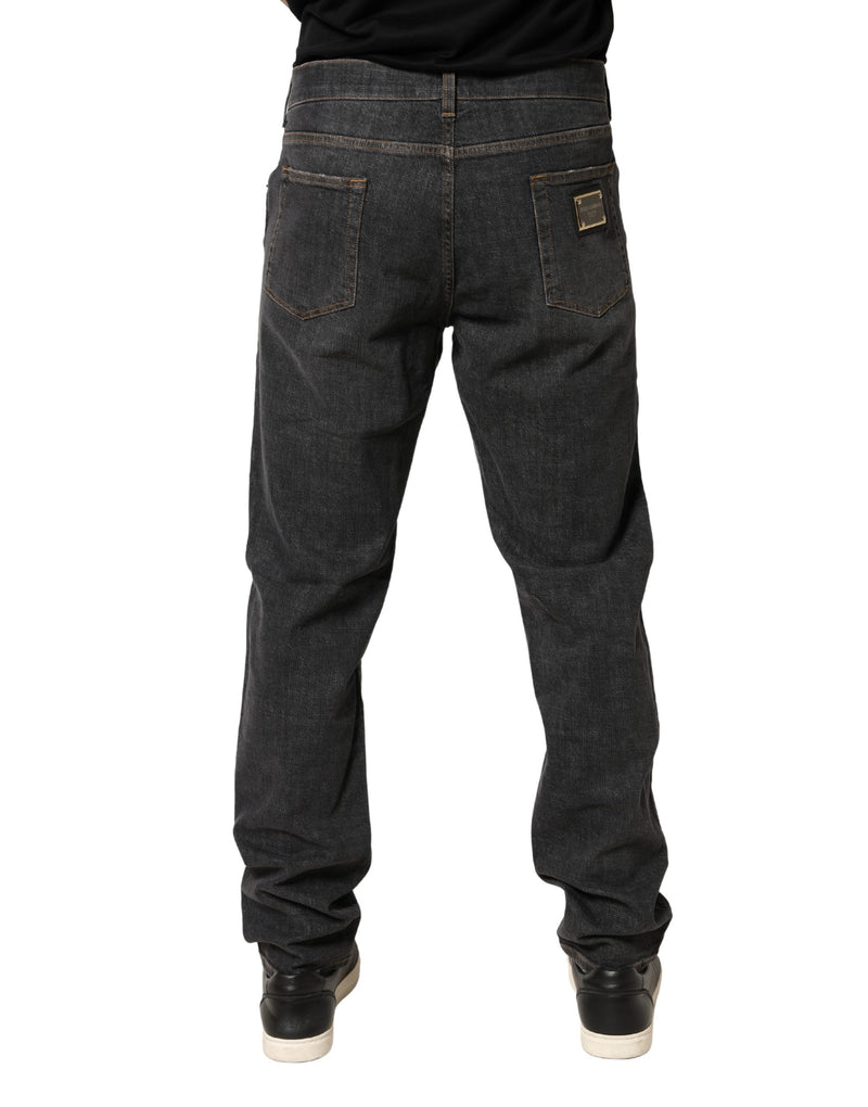 Dolce & Gabbana Jeans masculinos de algodão cinza-escuro com modelagem slim