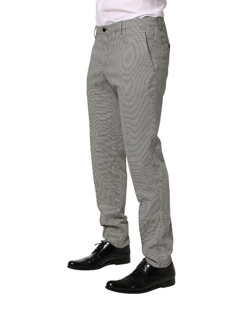Pantalones de vestir formales de algodón gris de corte pitillo Dolce & Gabbana