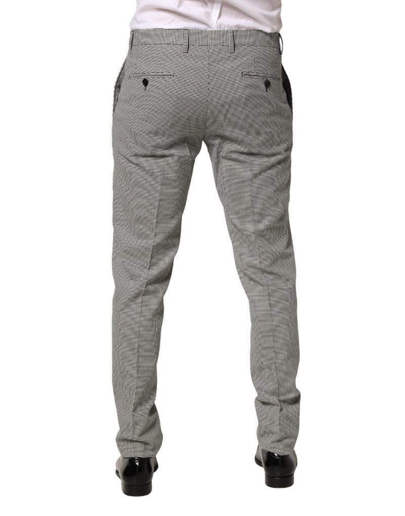 Pantalones de vestir formales de algodón gris de corte pitillo Dolce & Gabbana