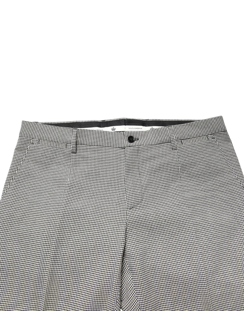 Pantalones de vestir formales de algodón gris de corte pitillo Dolce & Gabbana