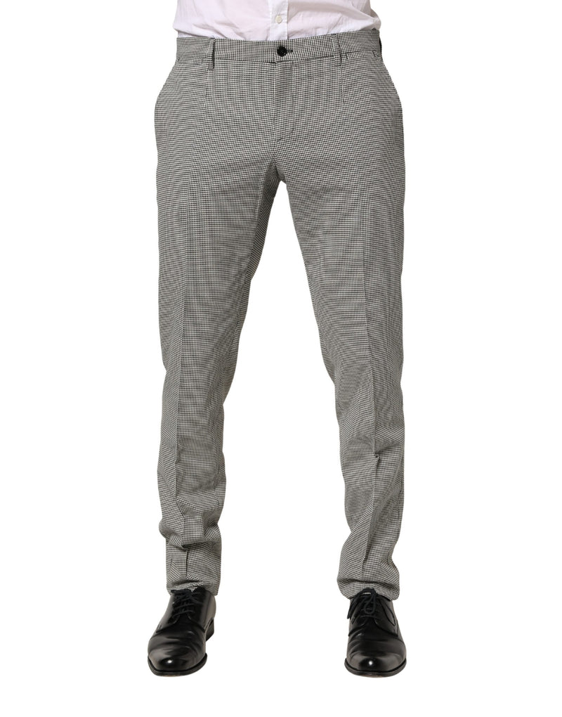 Pantalones de vestir formales de algodón gris de corte pitillo Dolce & Gabbana