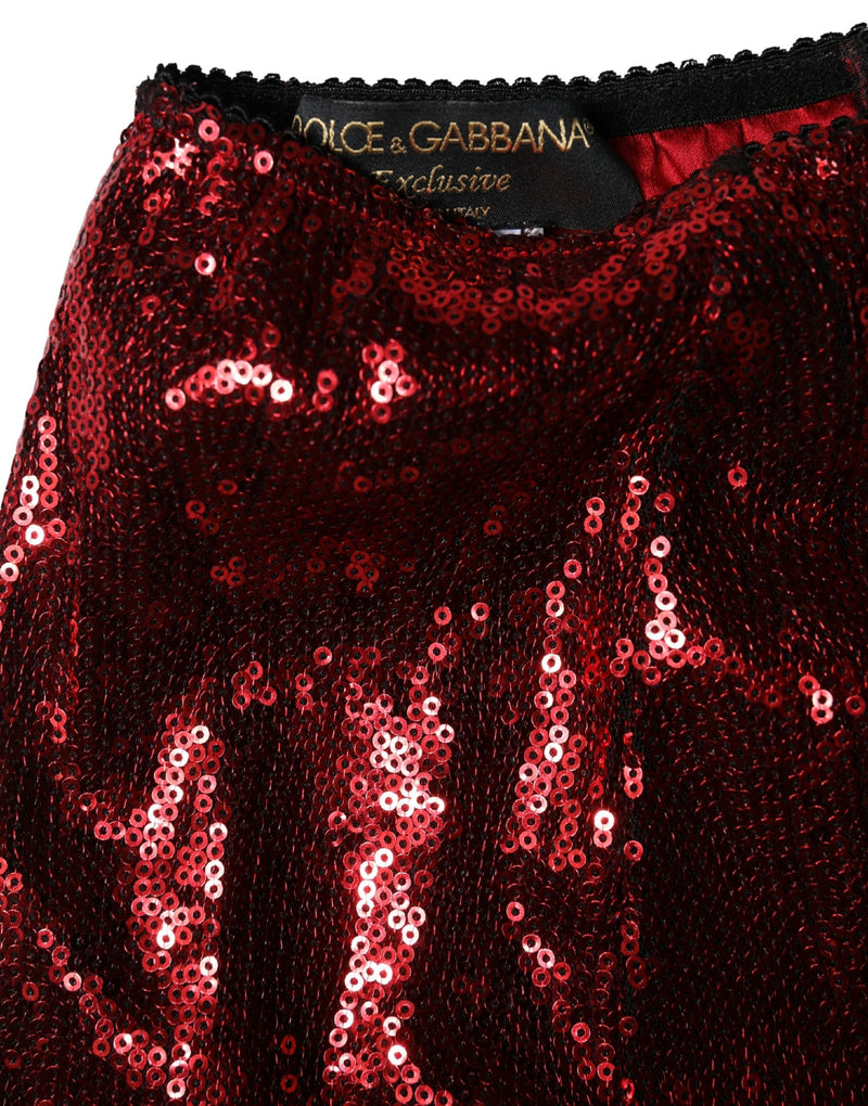 Faja de talle alto roja adornada con lentejuelas Dolce & Gabbana