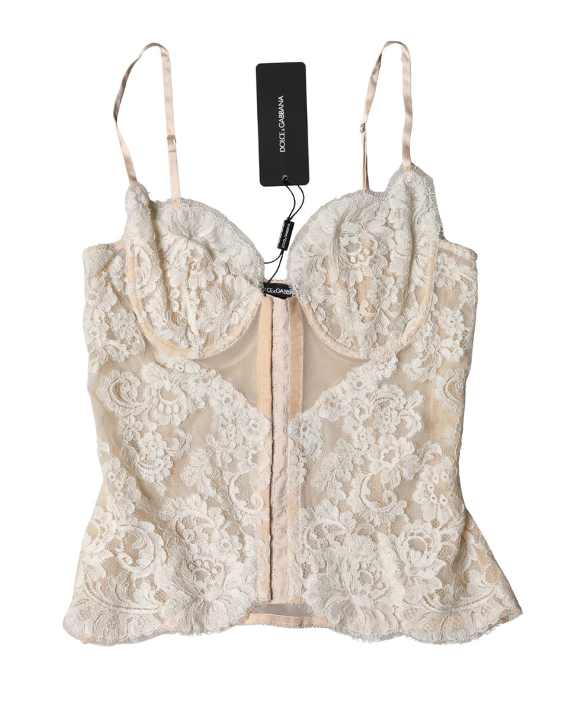 Corset lingerie en dentelle florale beige Dolce & Gabbana