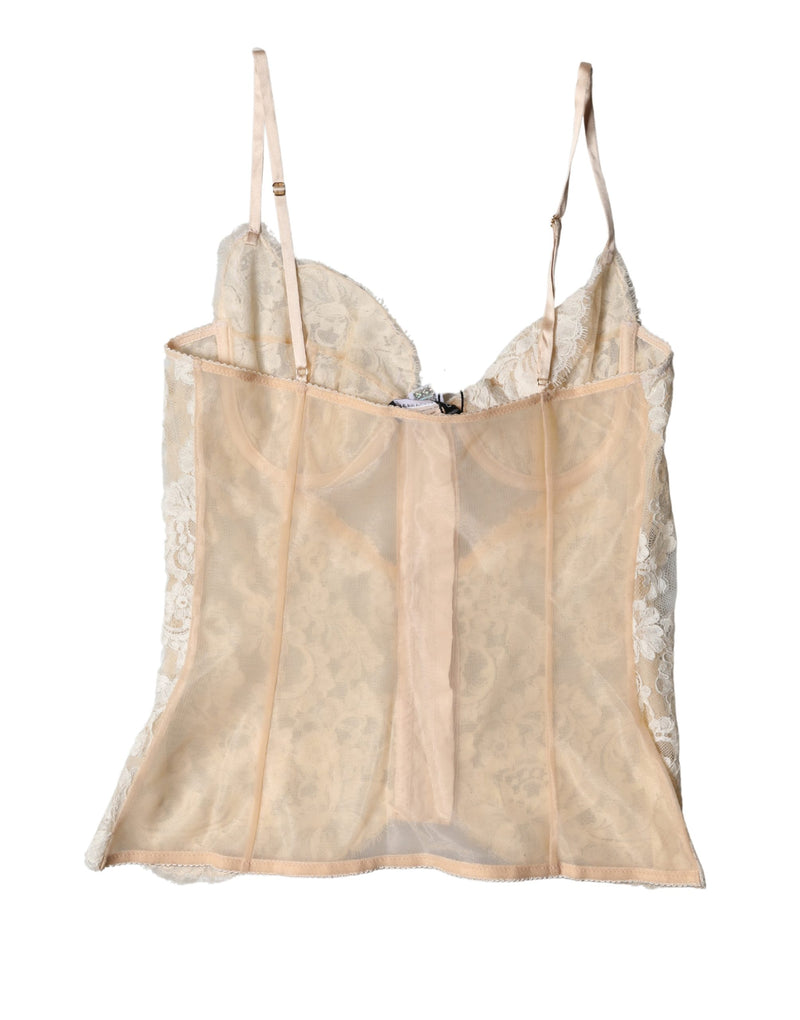 Corset lingerie en dentelle florale beige Dolce & Gabbana