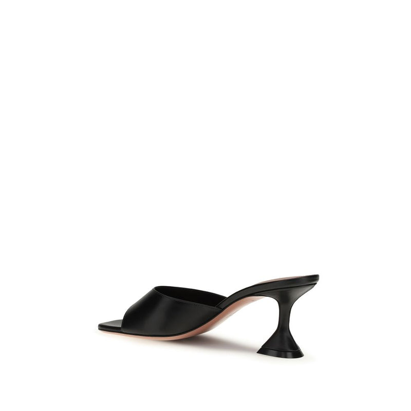 Amina Muaddi Black Lamb Ovis Aries Stiletto Heel Sandals