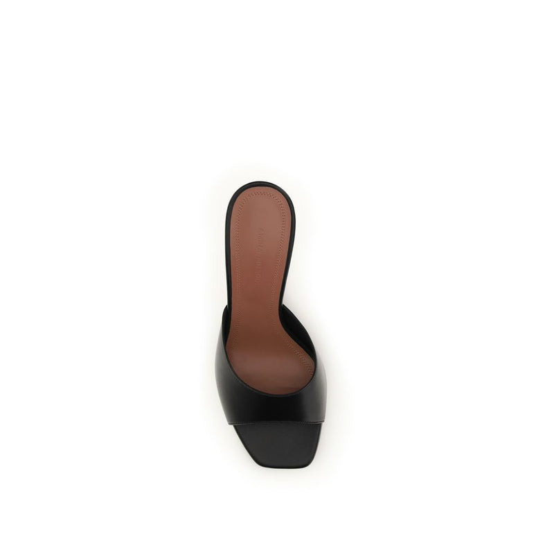 Amina Muaddi Black Lamb Ovis Aries Stiletto Heel Sandals