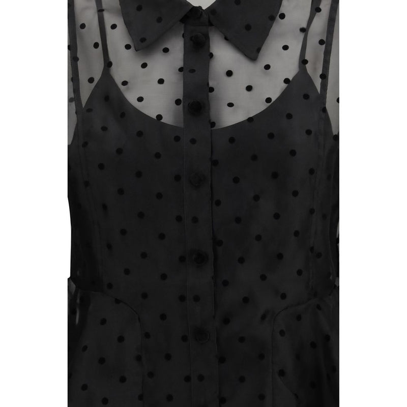 Ganni Black Recycled Polyester Pattern Shirt