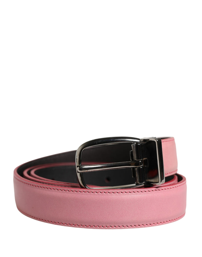 Ceinture classique en cuir rose avec boucle en métal Dolce & Gabbana pour homme