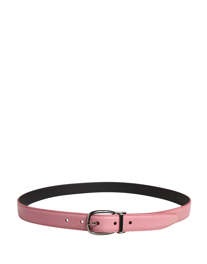 Ceinture classique en cuir rose avec boucle en métal Dolce & Gabbana pour homme
