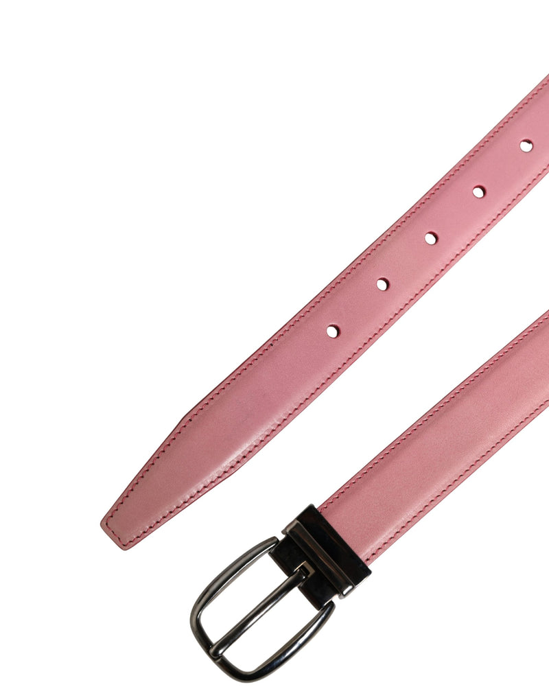 Ceinture classique en cuir rose avec boucle en métal Dolce & Gabbana pour homme