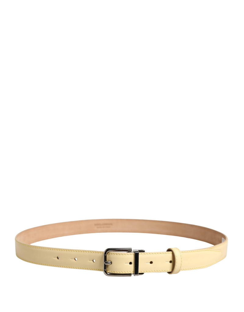 Dolce & Gabbana Men Yellow Classic Leather Metal Buckle Belt