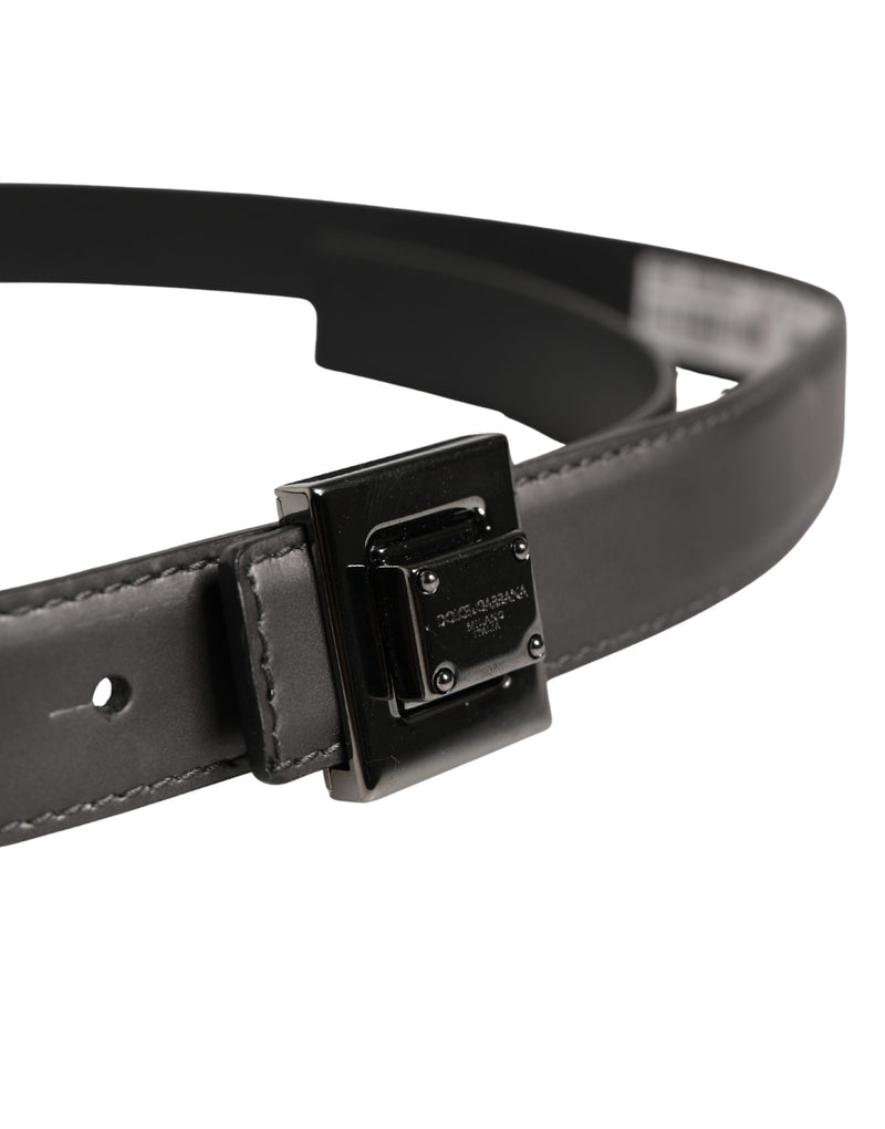Dolce & Gabbana Men Silver Classic Leather Square Buckle Belt