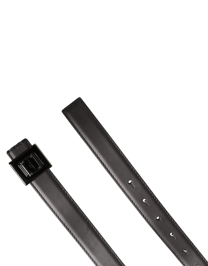 Dolce & Gabbana Men Silver Classic Leather Square Buckle Belt