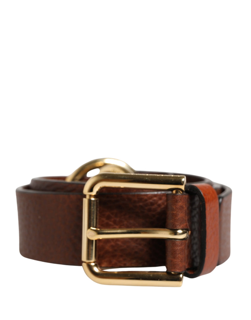 Dolce & Gabbana Men Brown Classic Leather Metal Buckle Belt