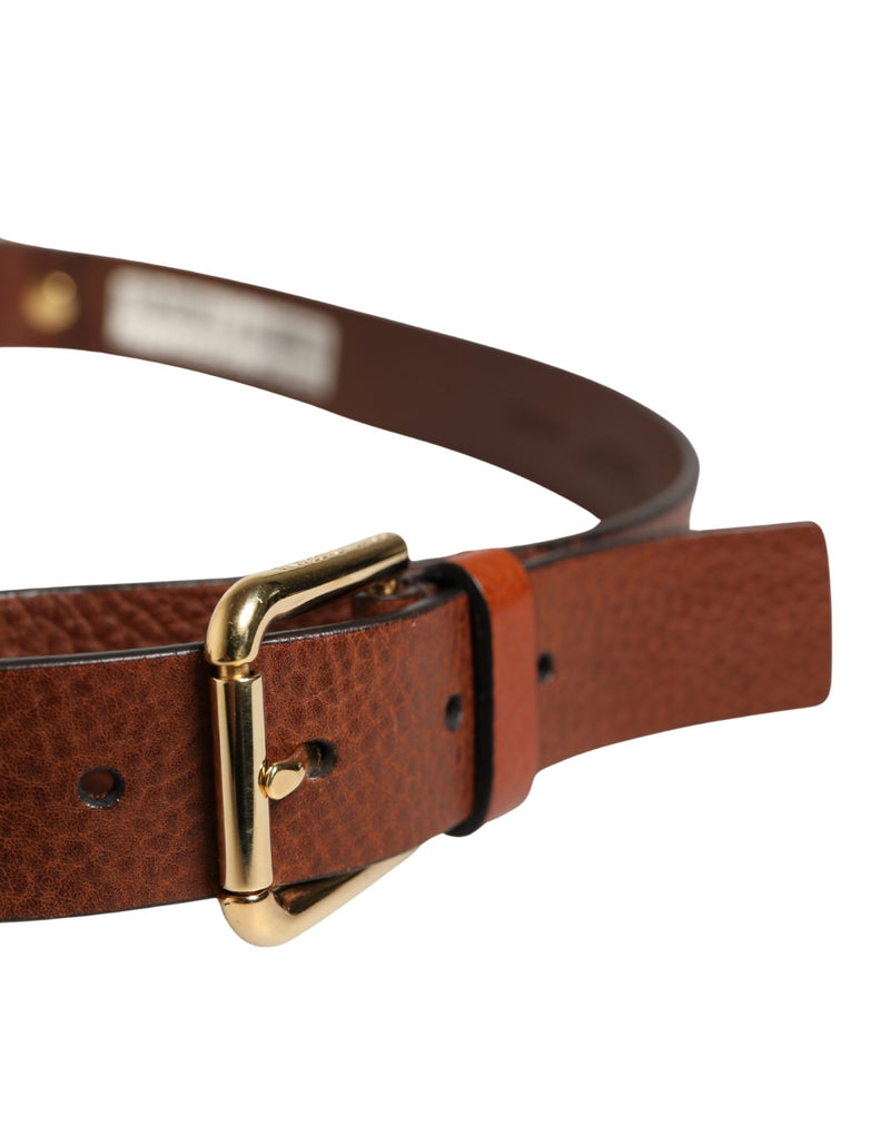 Dolce & Gabbana Men Brown Classic Leather Metal Buckle Belt