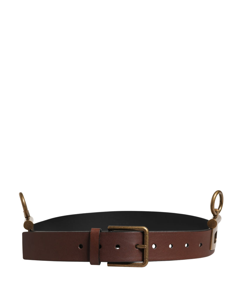 Dolce & Gabbana Men Brown Classic Leather Metal Buckle Belt