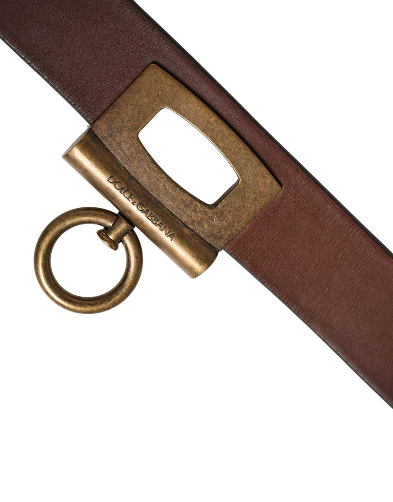Dolce & Gabbana Men Brown Classic Leather Metal Buckle Belt