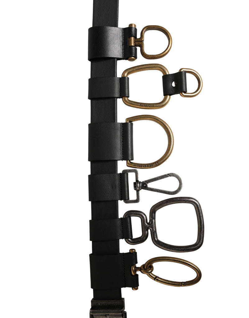 Cinturón clásico negro de piel con hebilla metálica Dolce & Gabbana para hombre