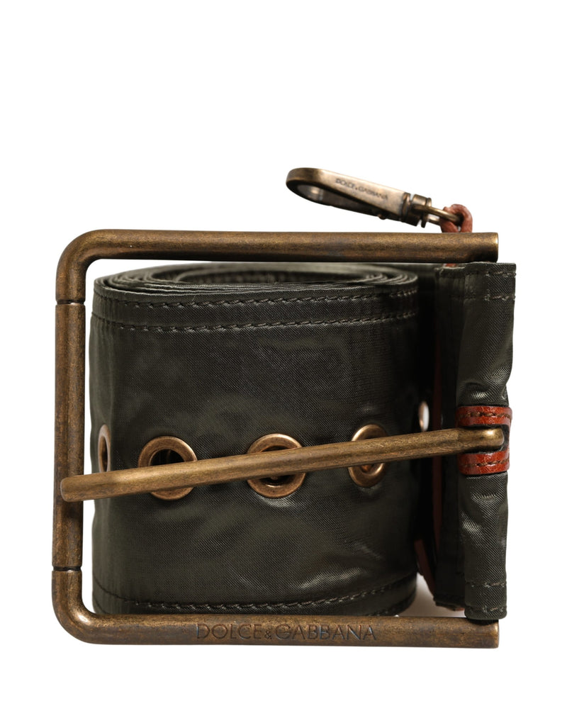 Ceinture large pour homme en cuir noir à boucle métallique DG Dolce & Gabbana