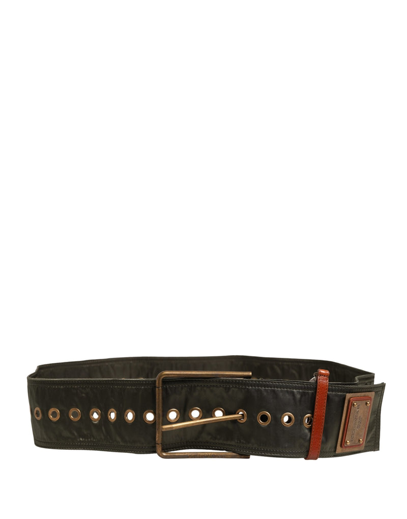 Ceinture large pour homme en cuir noir à boucle métallique DG Dolce & Gabbana