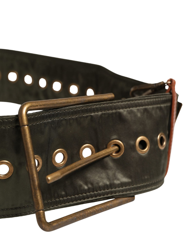 Ceinture large pour homme en cuir noir à boucle métallique DG Dolce & Gabbana