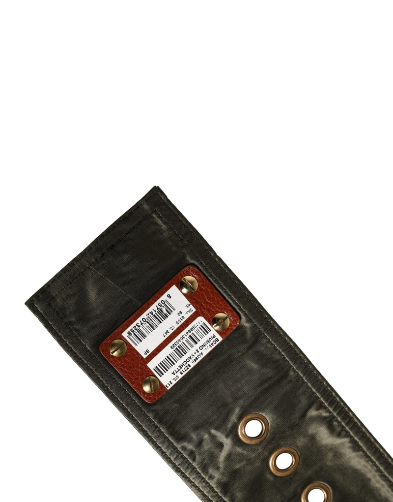 Ceinture large pour homme en cuir noir à boucle métallique DG Dolce & Gabbana