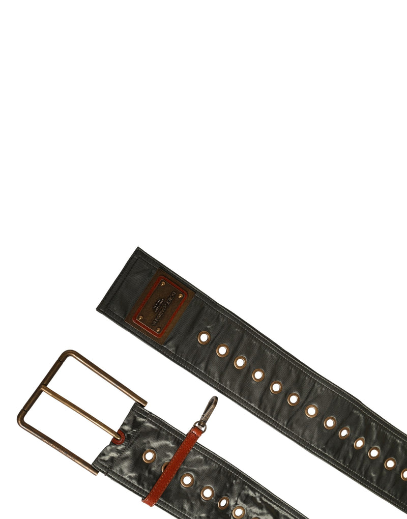 Ceinture large pour homme en cuir noir à boucle métallique DG Dolce & Gabbana