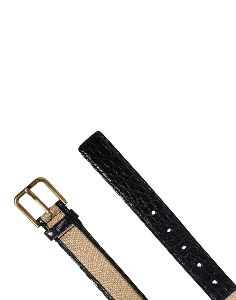 Ceinture tressée pour homme en cuir beige à boucle métallique Dolce & Gabbana