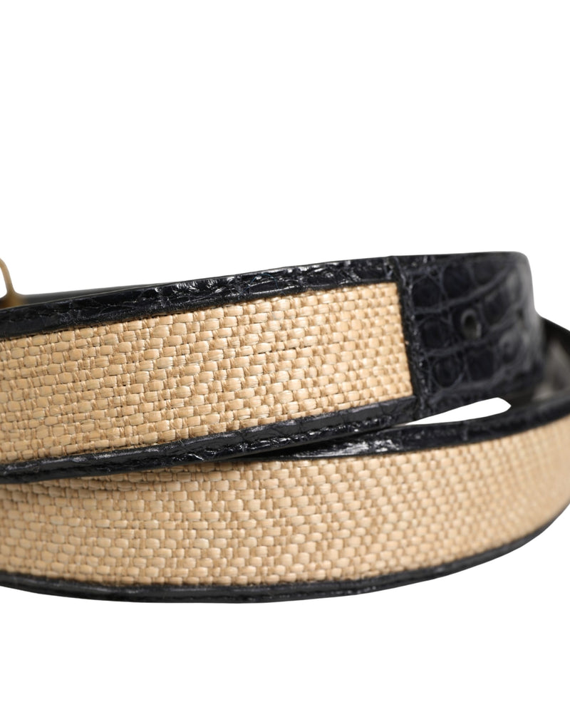 Ceinture tressée pour homme en cuir beige à boucle métallique Dolce & Gabbana