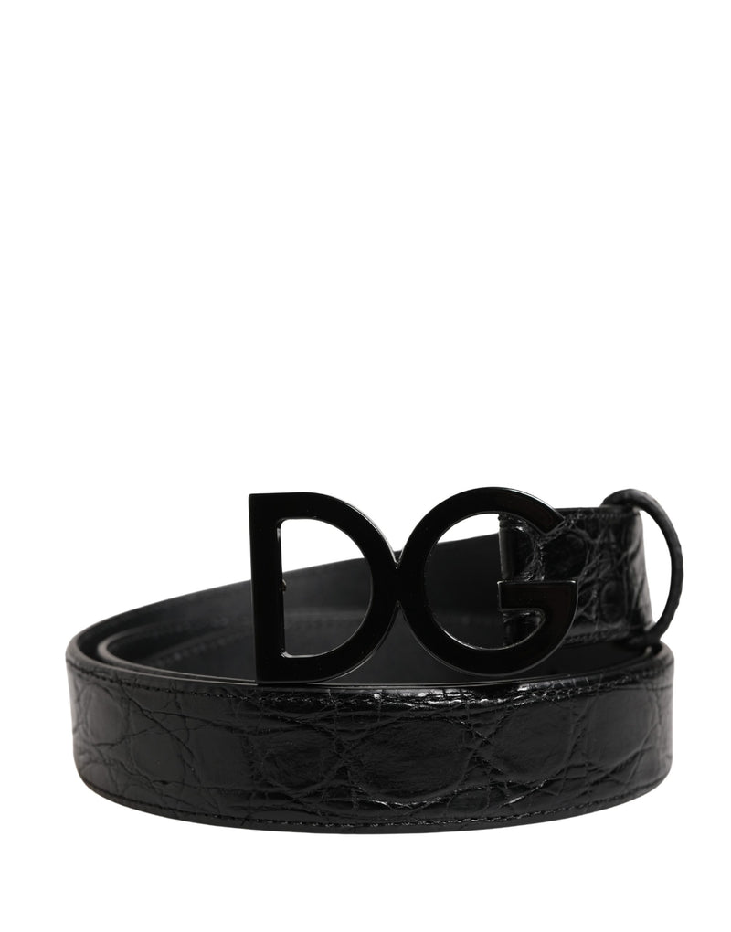 Cintura da uomo Dolce & Gabbana in pelle esotica nera con fibbia logata