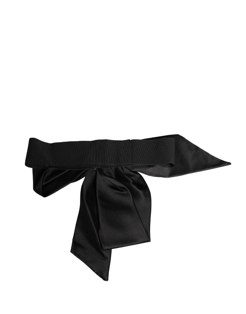 Cinto feminino largo Dolce & Gabbana para cintura, de faixa de cetim de seda preta