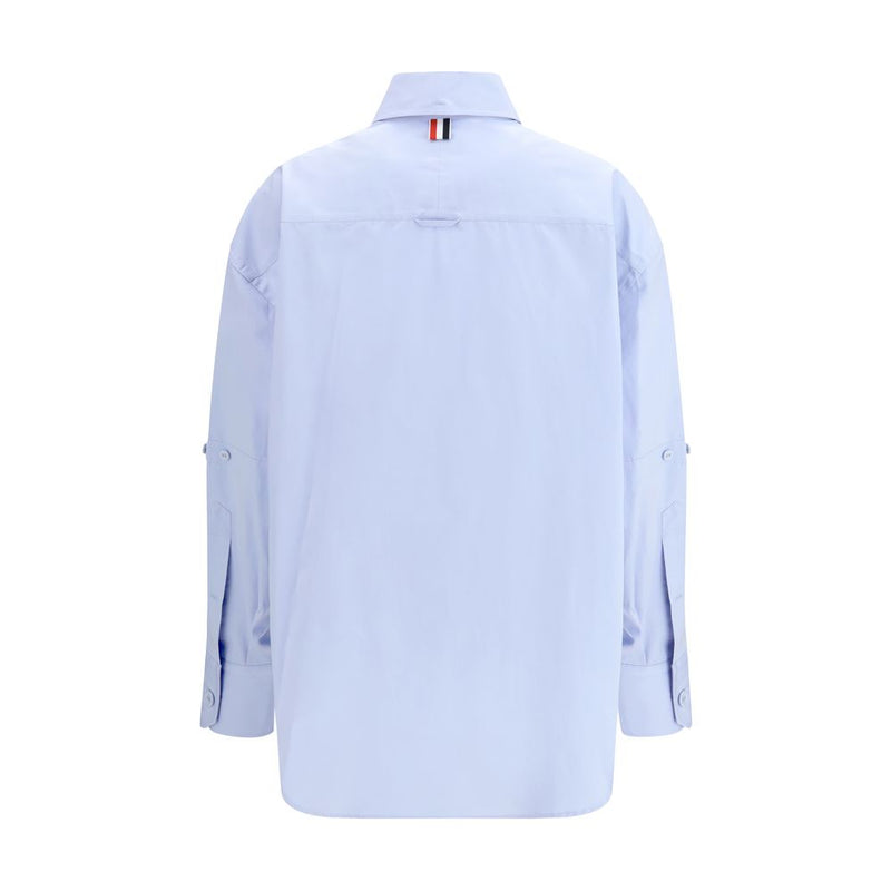 Camicia blu in cotone fantasia Thom Browne