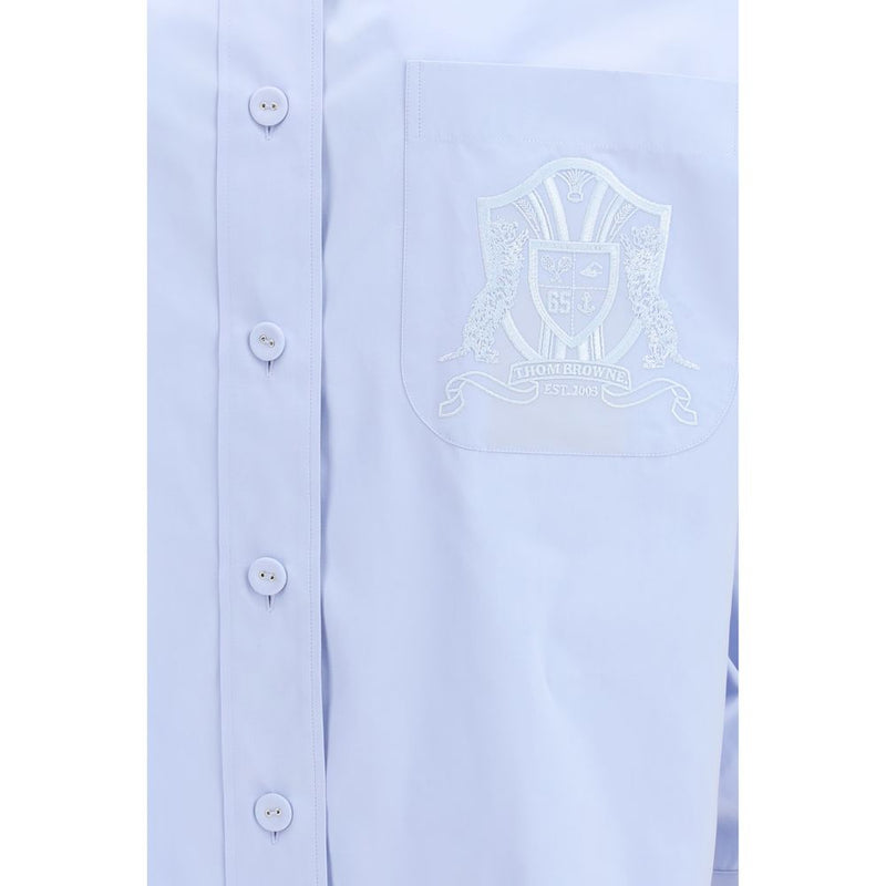 Camicia blu in cotone fantasia Thom Browne