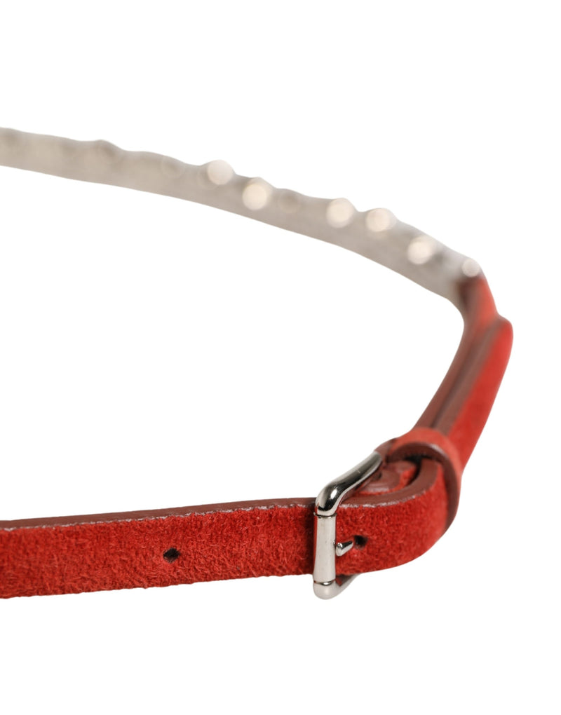 Ceinture en velours rouge ornée de cristaux et d’une chaîne Dolce & Gabbana