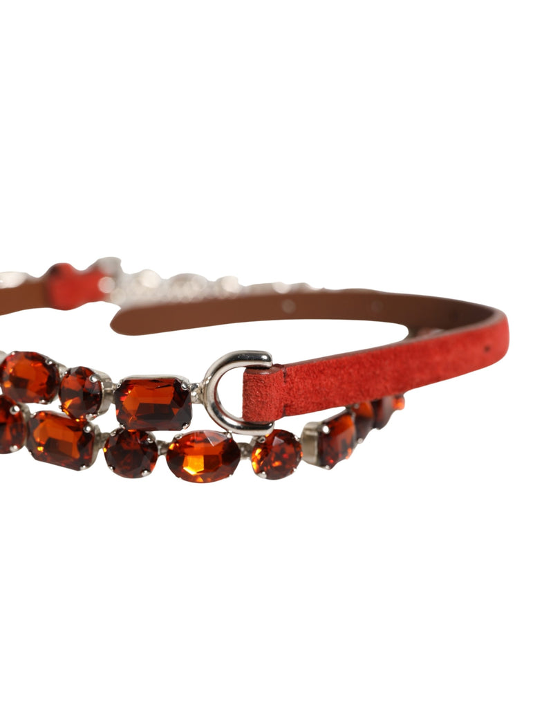 Ceinture en velours rouge ornée de cristaux et d’une chaîne Dolce & Gabbana