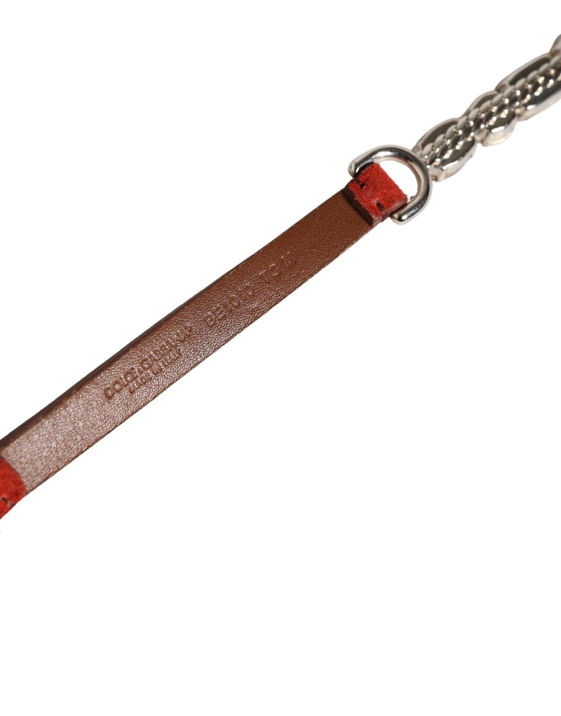 Ceinture en velours rouge ornée de cristaux et d’une chaîne Dolce & Gabbana