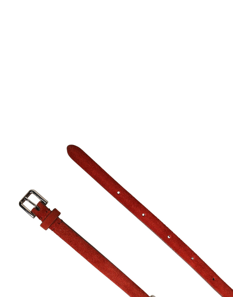 Ceinture en velours rouge ornée de cristaux et d’une chaîne Dolce & Gabbana