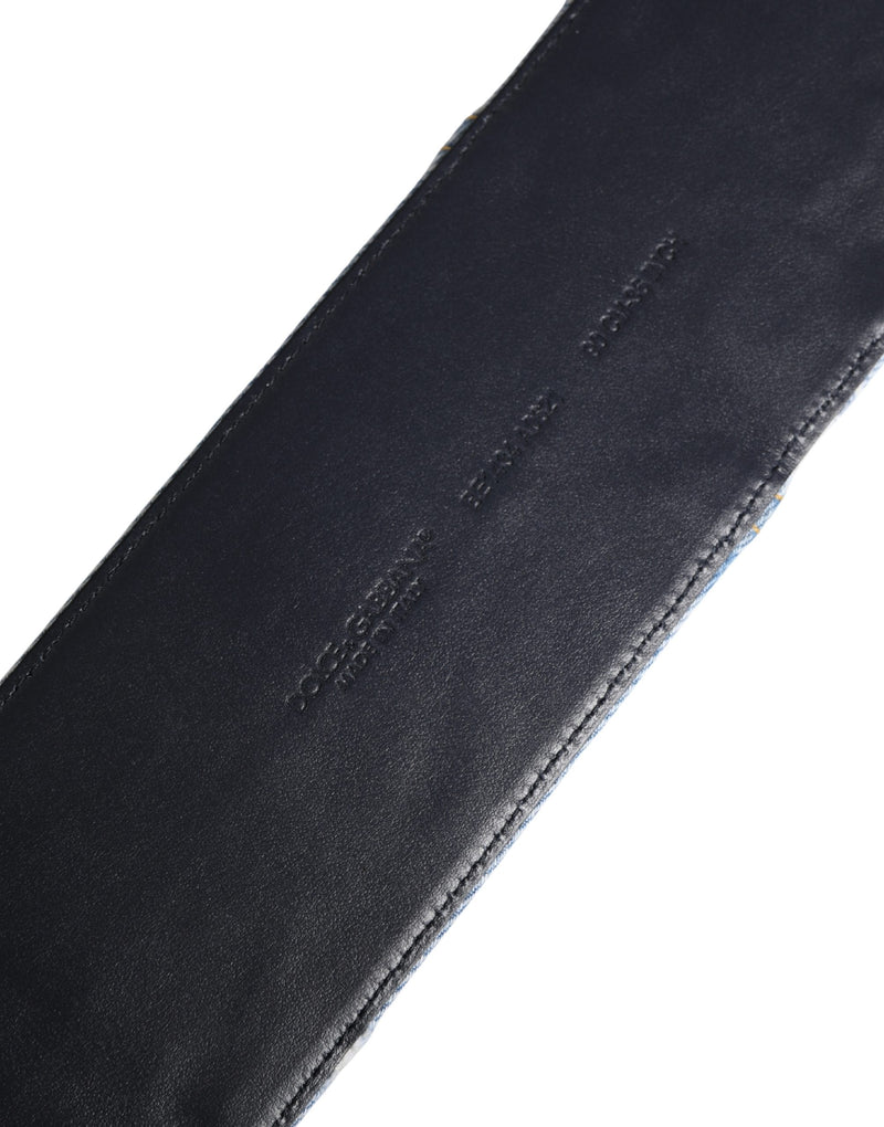 Cinturón de denim azul bicolor con hebilla metálica dorada de Dolce & Gabbana
